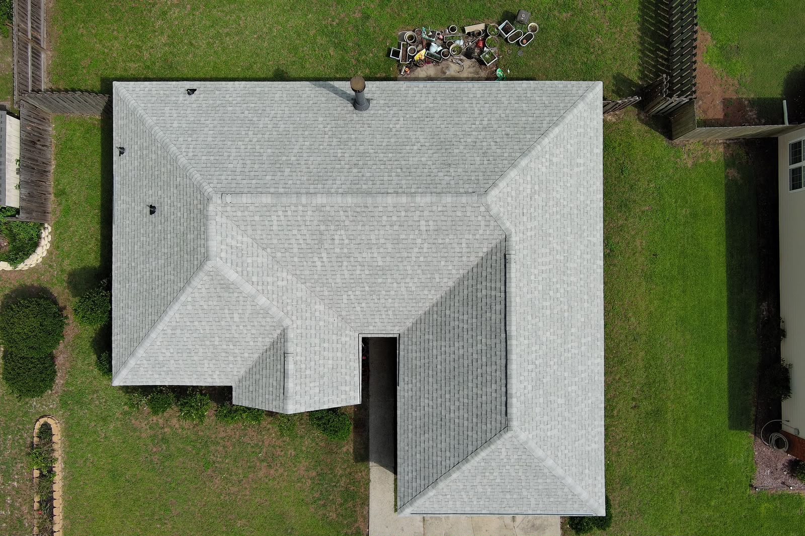 A completed hip roof replacement — Brooklet, GA.