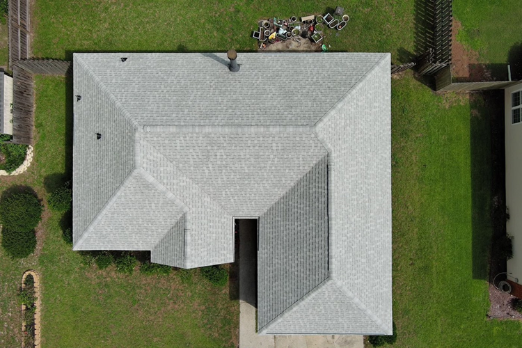 A completed hip roof replacement in Brooklet, GA.