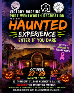 Official flyer for the Haunted Experience, October 27–29, 630 PM to 9 PM.