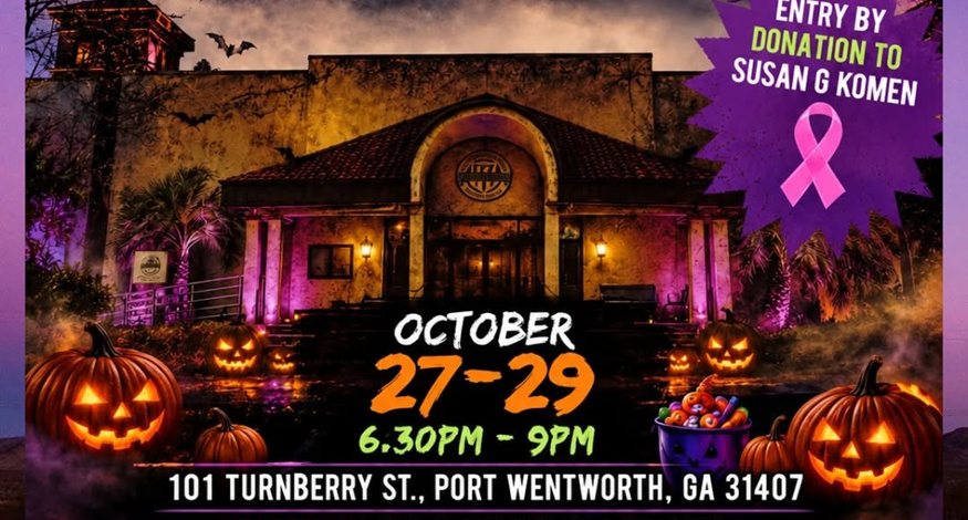The Haunted Experience venue, decorated for Halloween night.